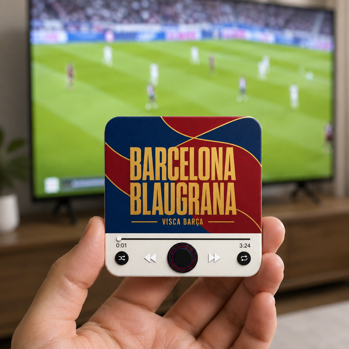 Aimant sonore football Barcelona Blaugrana — dans la main
