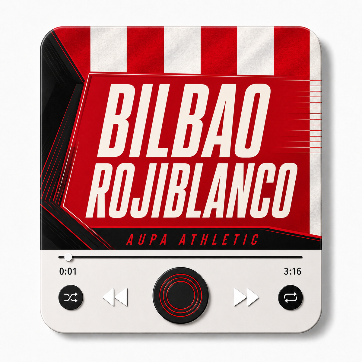 Magnete sonoro da calcio Bilbao Rojiblanco — su sfondo bianco