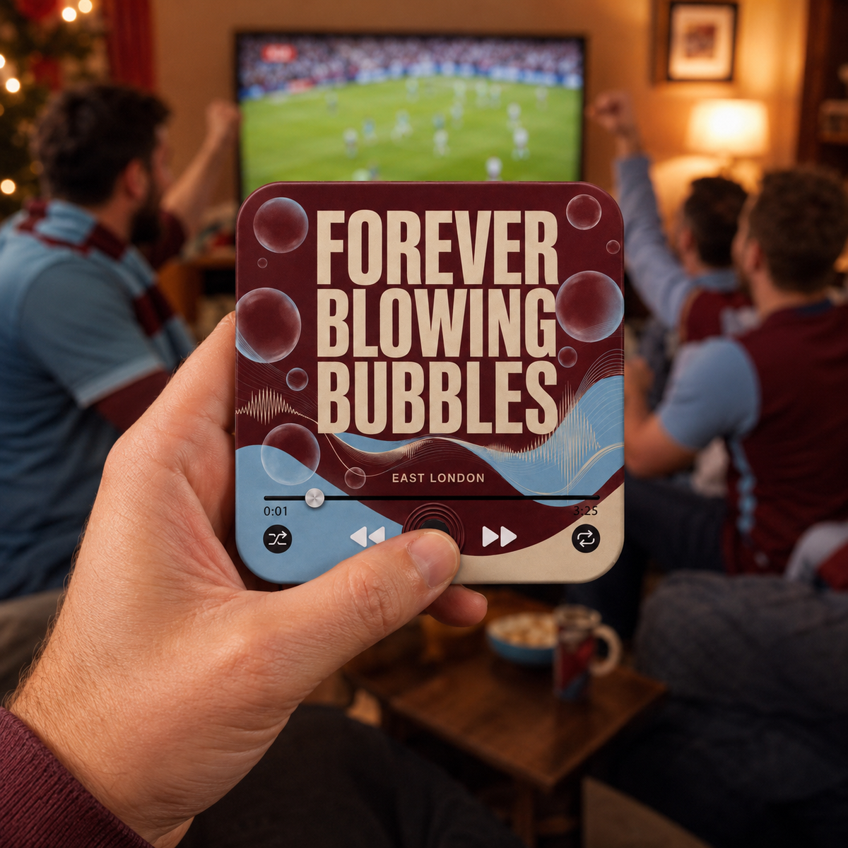 East London Claret & Blue Football Sound Magnet - product image 3
