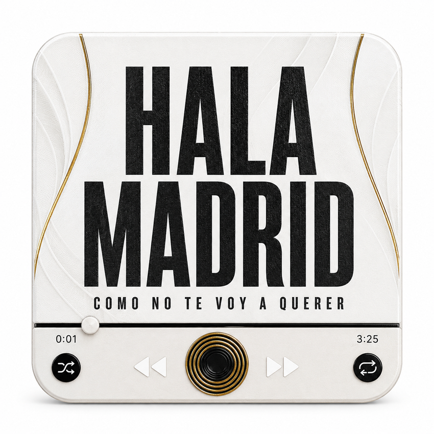 Magnete sonoro da calcio Madrid Blanco — su sfondo bianco