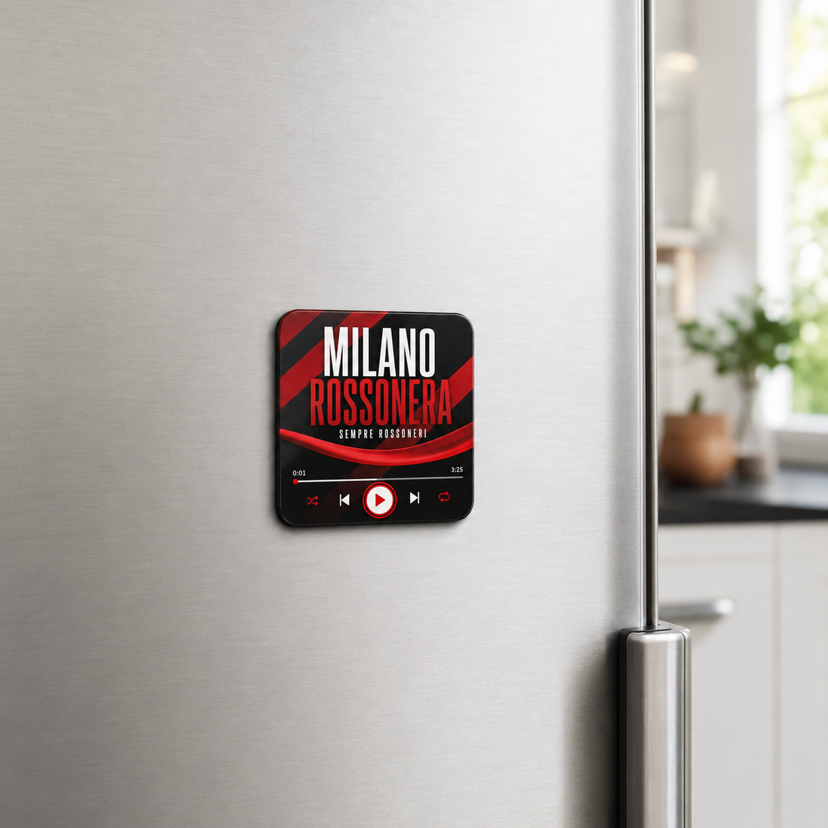 Milano Rossonera Football Sound Magnet – on refrigerator