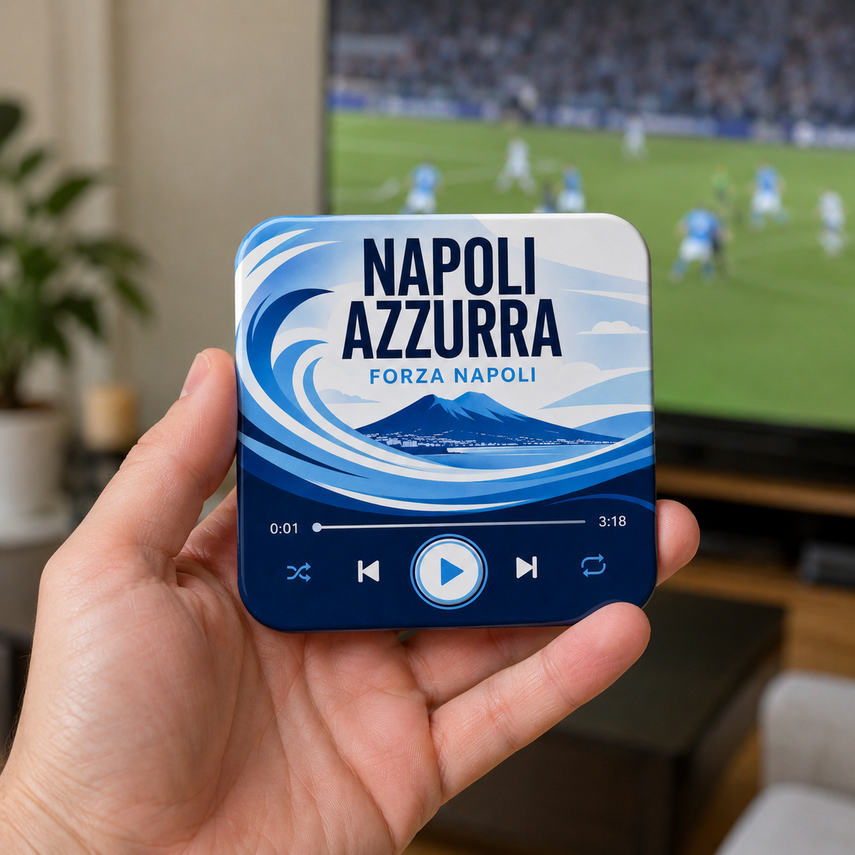 Napoli Azzurra Football Sound Magnet – held in hand