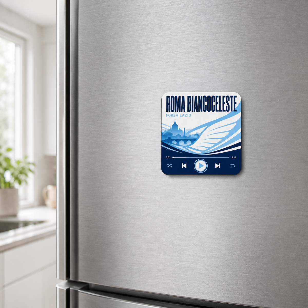 Roma Biancoceleste Football Sound Magnet – on refrigerator