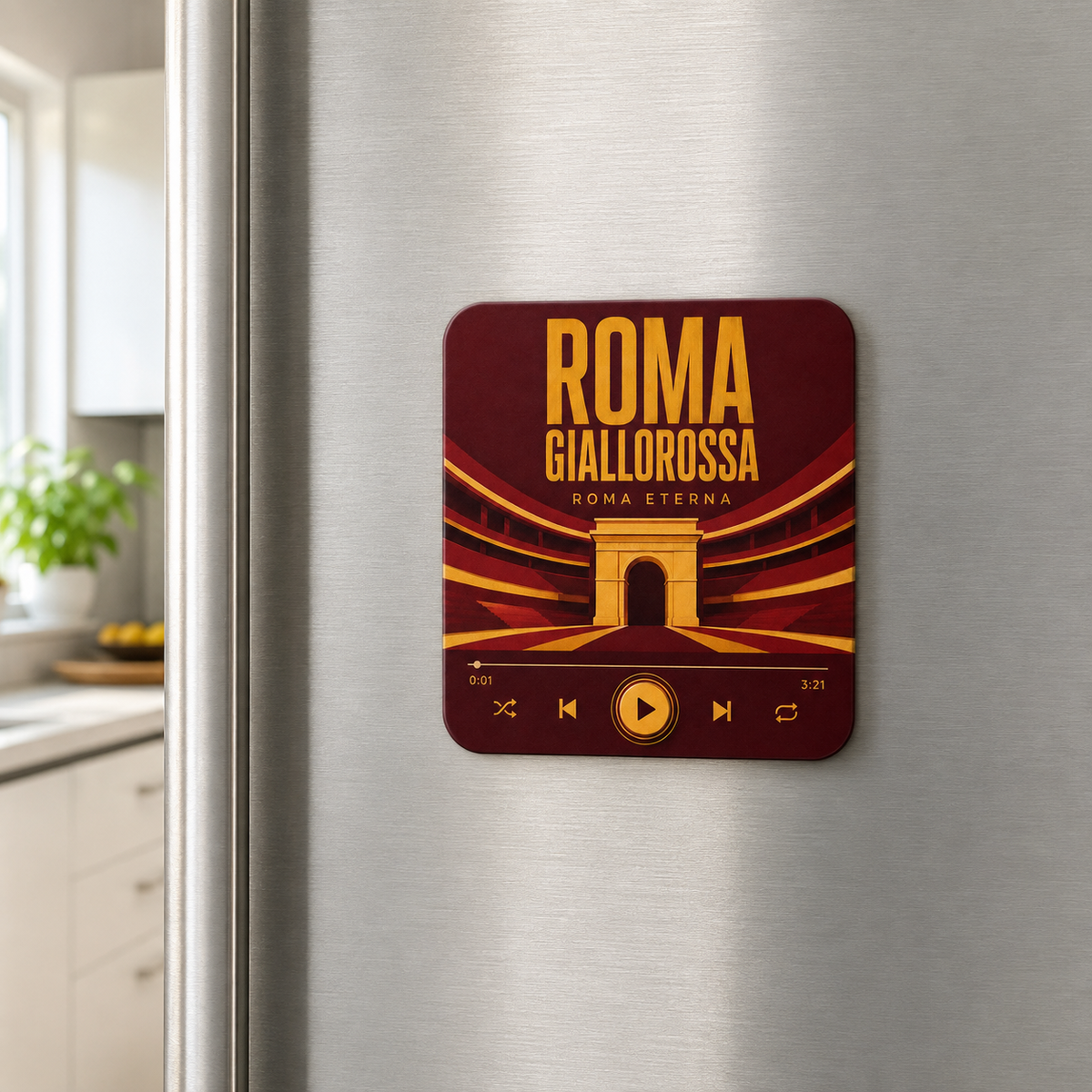Roma Giallorossa Football Sound Magnet – on refrigerator