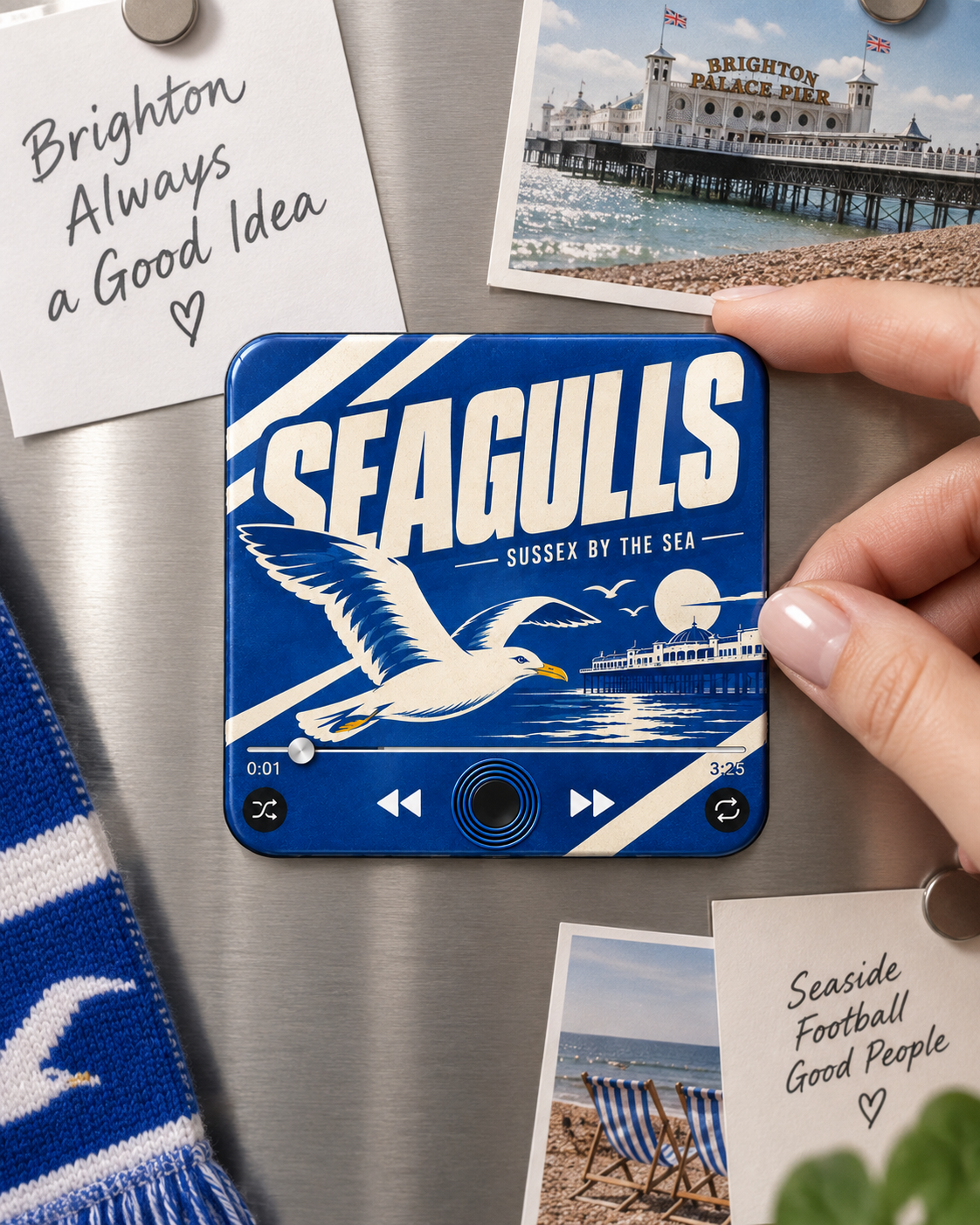Sussex Blue & White Football Sound Magnet - product image 3