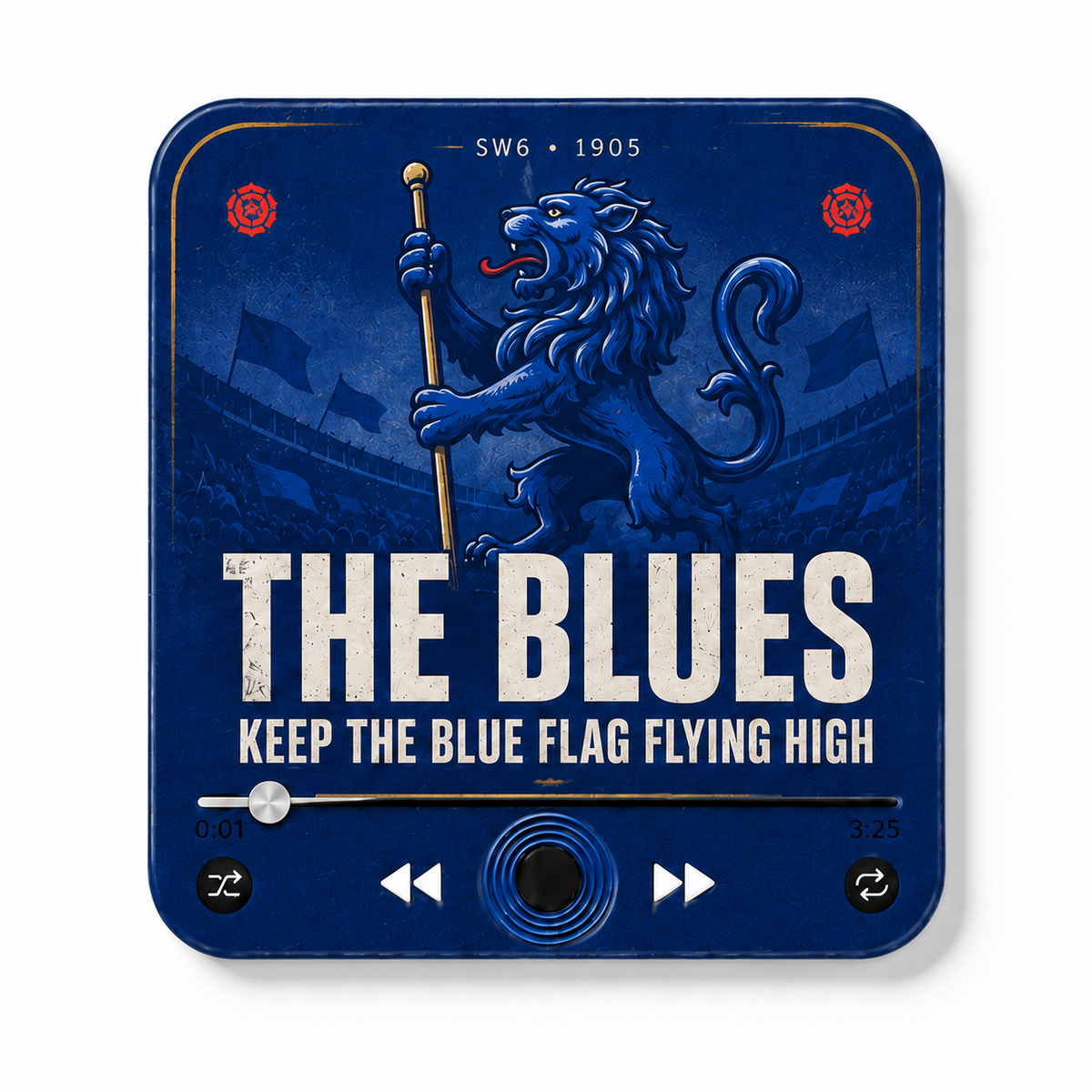 West London Blues football sound magnet on white background